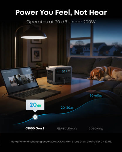 Anker SOLIX C1000 Gen 2 Portable Power Station with 200W Bifacial Solar Panel