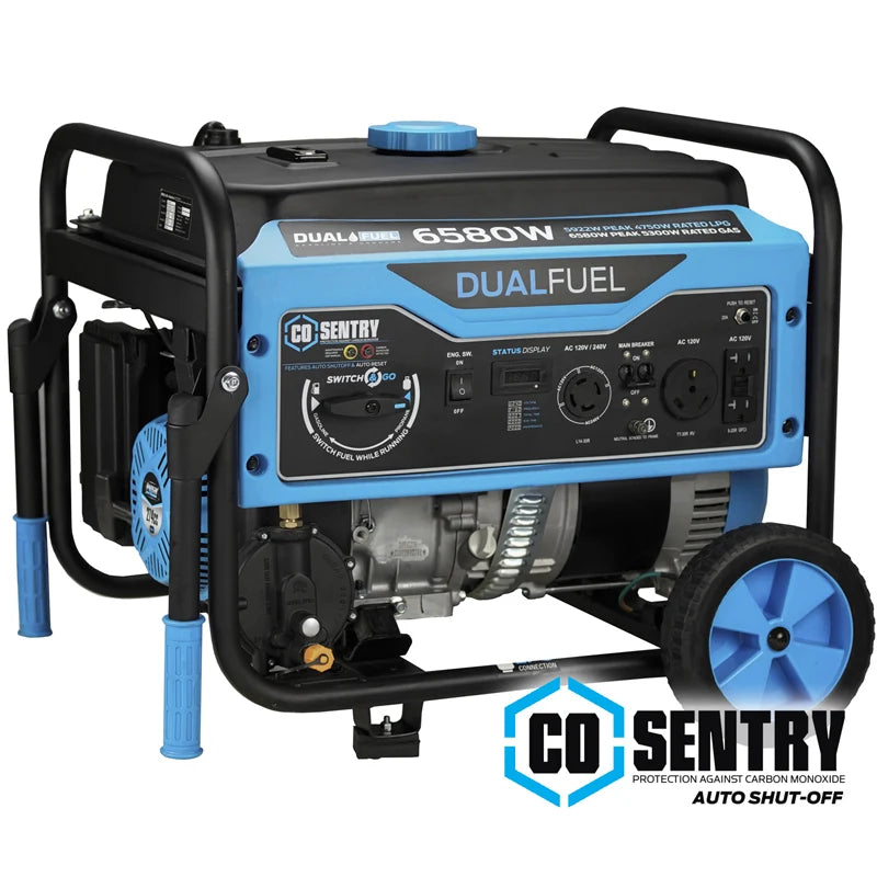 Pulsar 6,580 Watt Dual-Fuel Portable Generator with CO Sentry