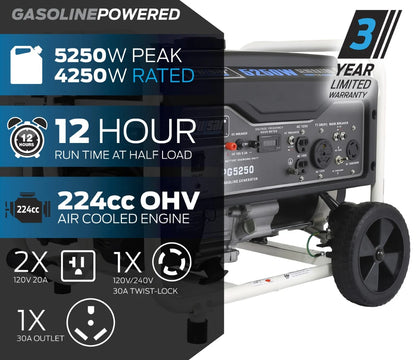 Pulsar 5,250 Watt Portable Generator