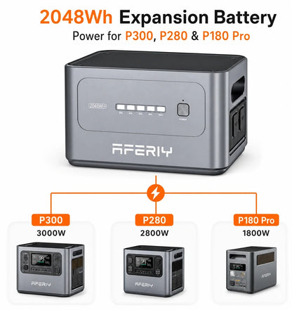 AFERIY 2048Wh Expansion Battery | Compatible with P300, P280 & P180 Pro Portable Power Stations