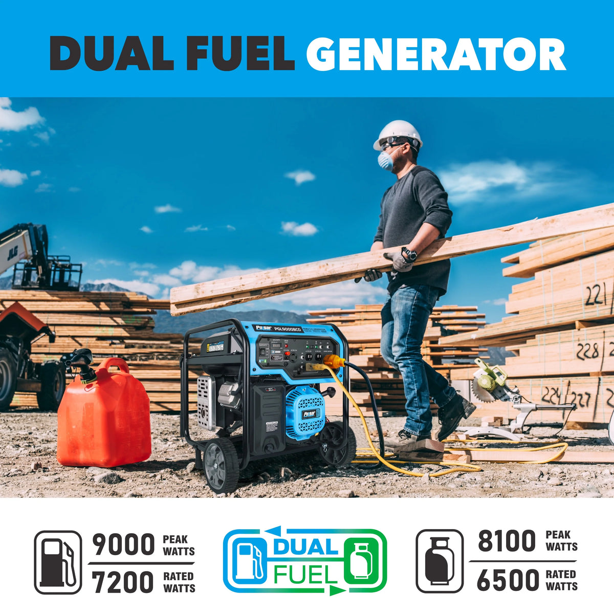 Pulsar 9,000 Watt Dual-Fuel Portable Generator with CO Sentry