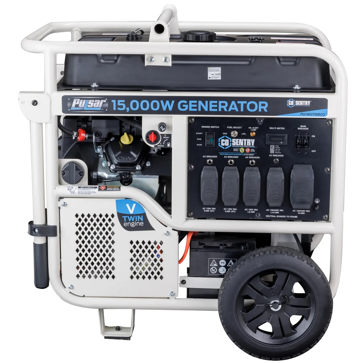 Pulsar 15,000 Watt Dual-Fuel Portable Generator with CO Sentry