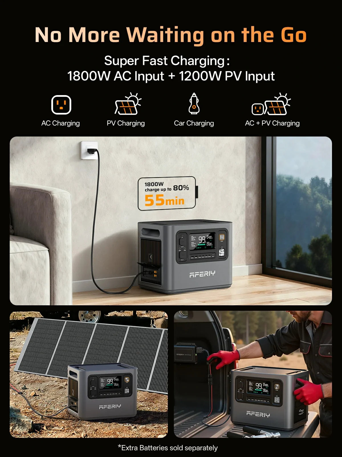 AFERIY Haven3000 P300 Portable Power Station with Expandable Capacity 3000W 2048Wh
