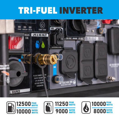 Pulsar 12,500 Watt Tri-Fuel Inverter Generator with CO Sentry