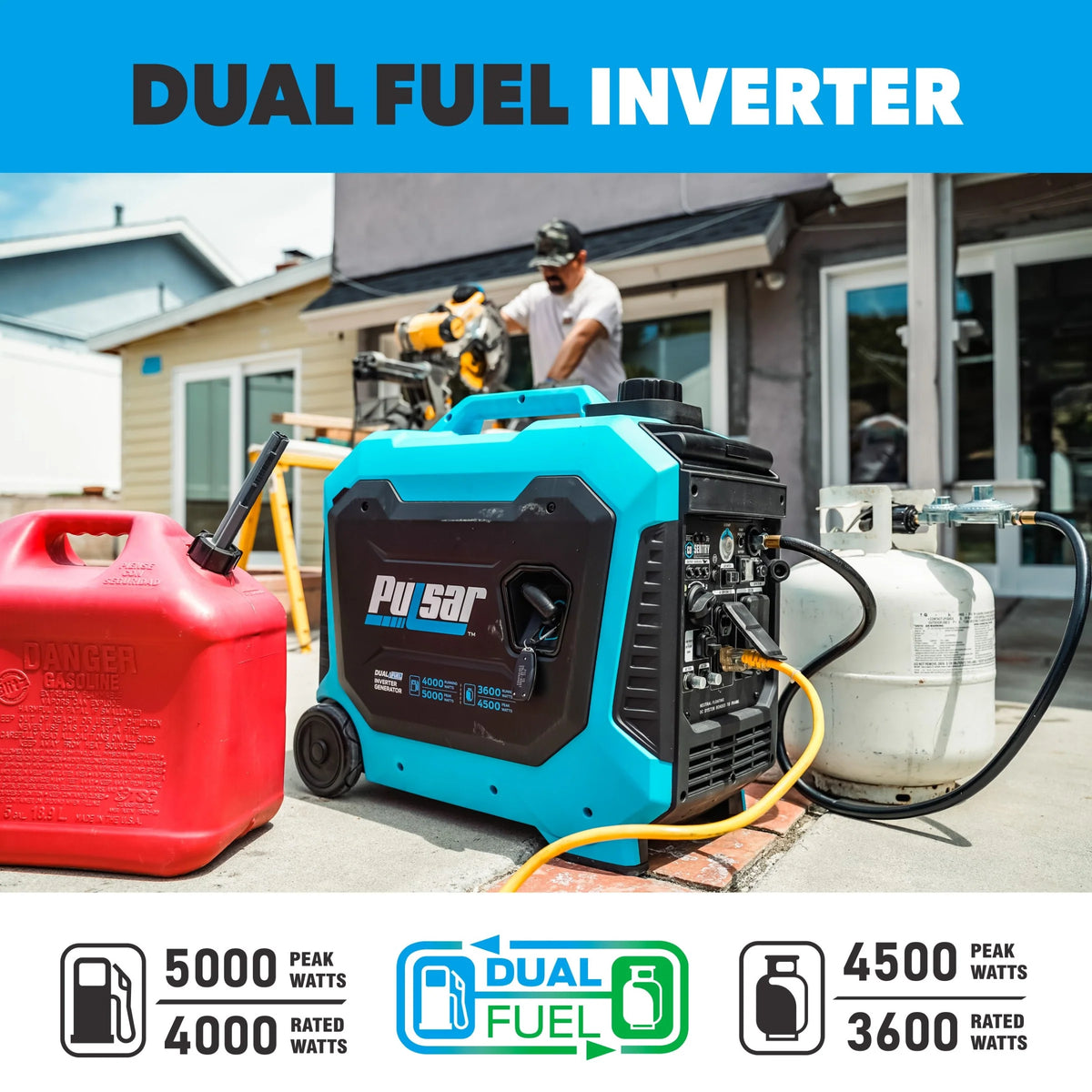 Pulsar 5,000 Watt Dual-Fuel Inverter Generator with CO Sentry