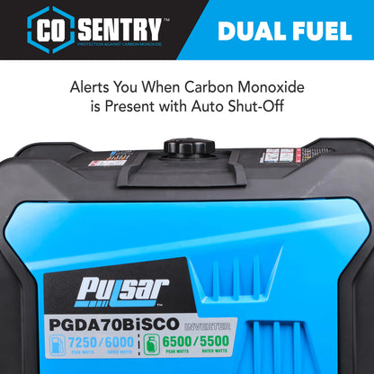 Pulsar 7,250 Watt Dual-Fuel Inverter Generator with CO Sentry