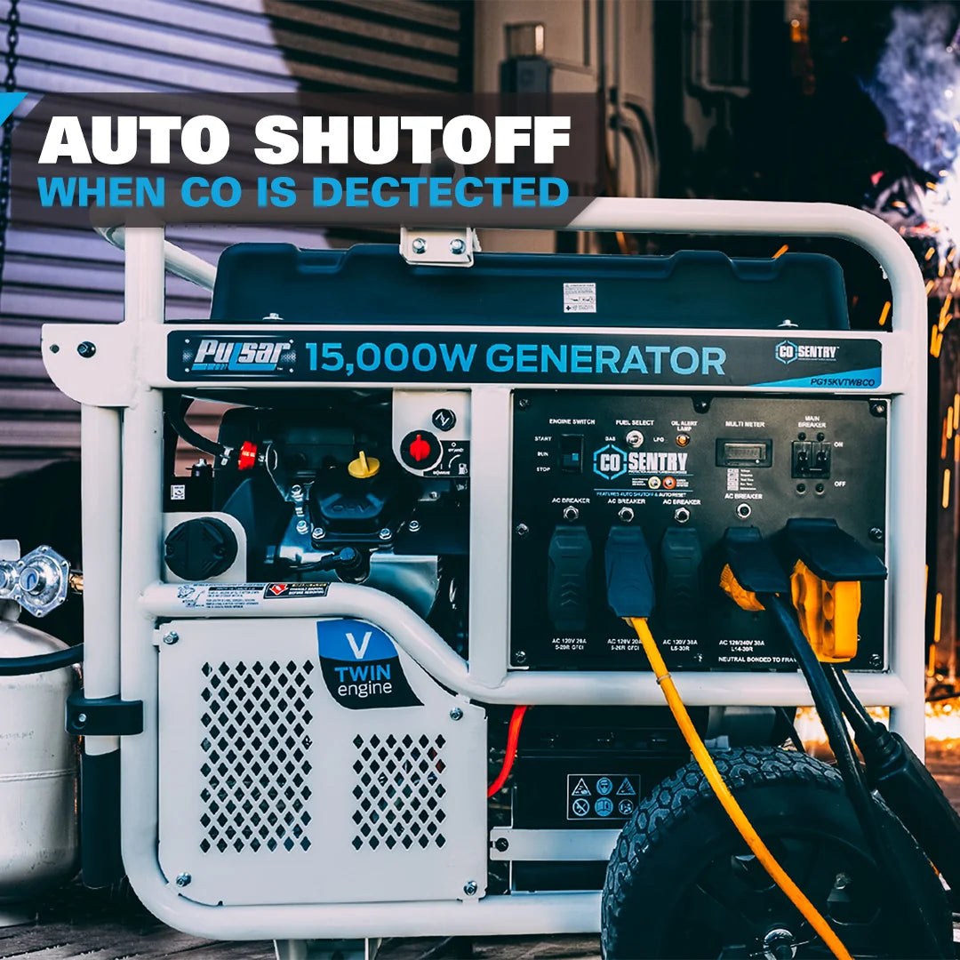 Pulsar 15,000 Watt Dual-Fuel Portable Generator with CO Sentry