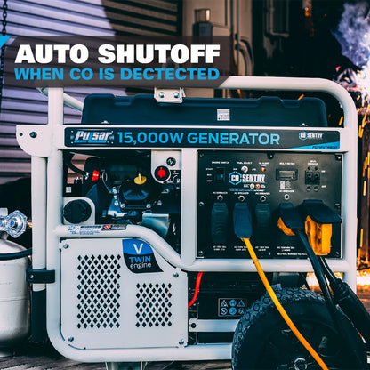 Pulsar 15,000 Watt Dual-Fuel Portable Generator with CO Sentry