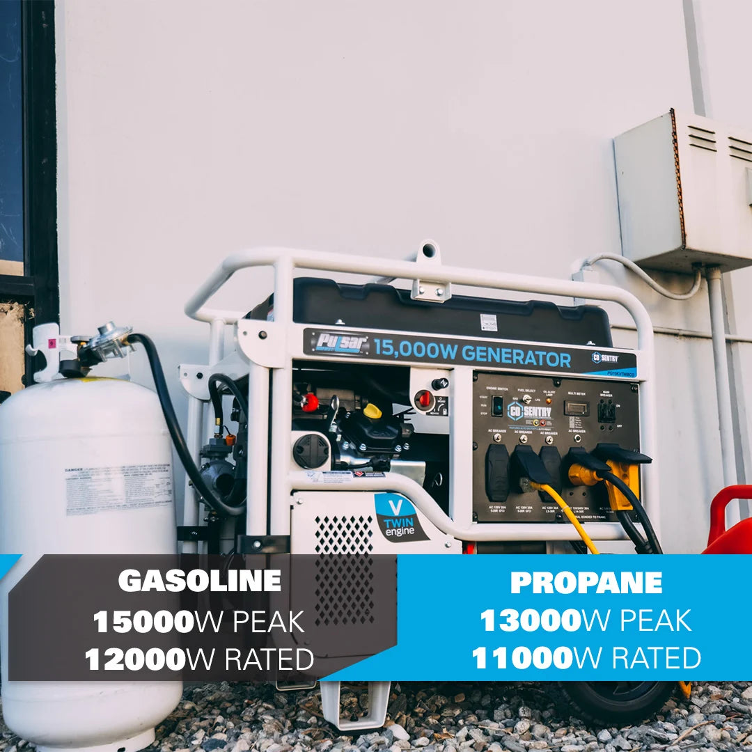 Pulsar 15,000 Watt Dual-Fuel Portable Generator with CO Sentry