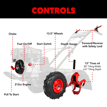 Pulsar 20 Inch Gasoline Powered Rear Tine Tiller
