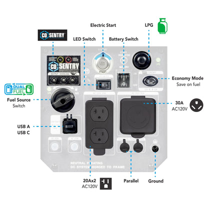 Pulsar 5,000 Watt Dual-Fuel Inverter Generator with CO Sentry