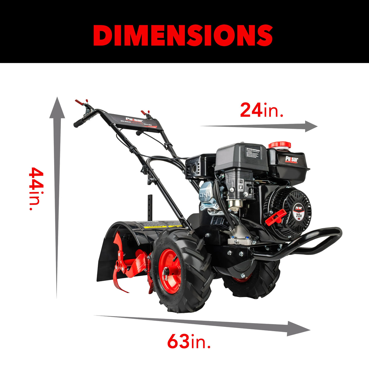 Pulsar 20 Inch Gasoline Powered Rear Tine Tiller