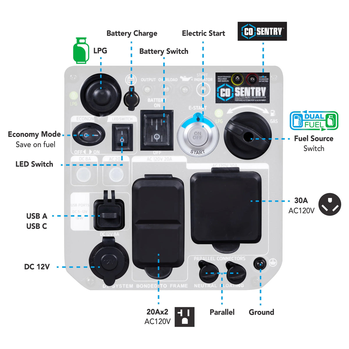 Pulsar 4,000 Watt Dual-Fuel Inverter Generator with CO Sentry