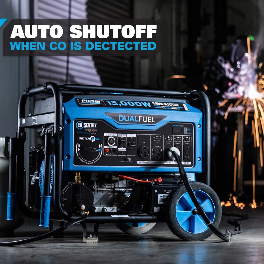 Pulsar 13,000 Watt Dual-Fuel Portable Generator with CO Sentry