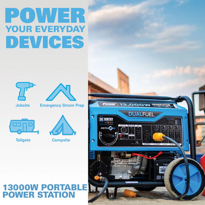 Pulsar 13,000 Watt Dual-Fuel Portable Generator with CO Sentry