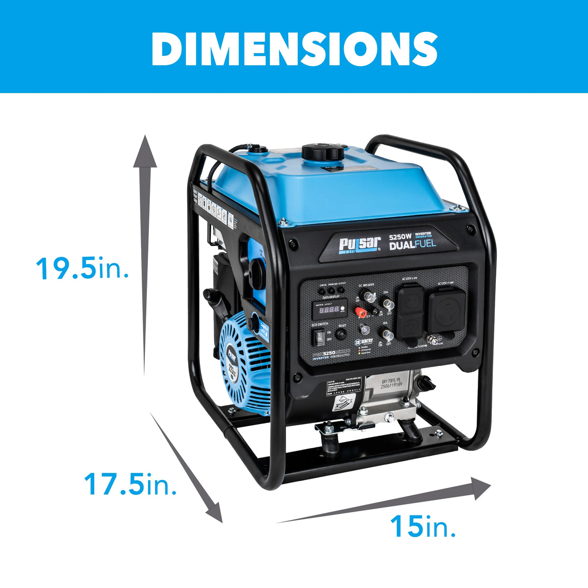 Pulsar 5,250 Watt Dual-Fuel Inverter Generator with CO Sentry