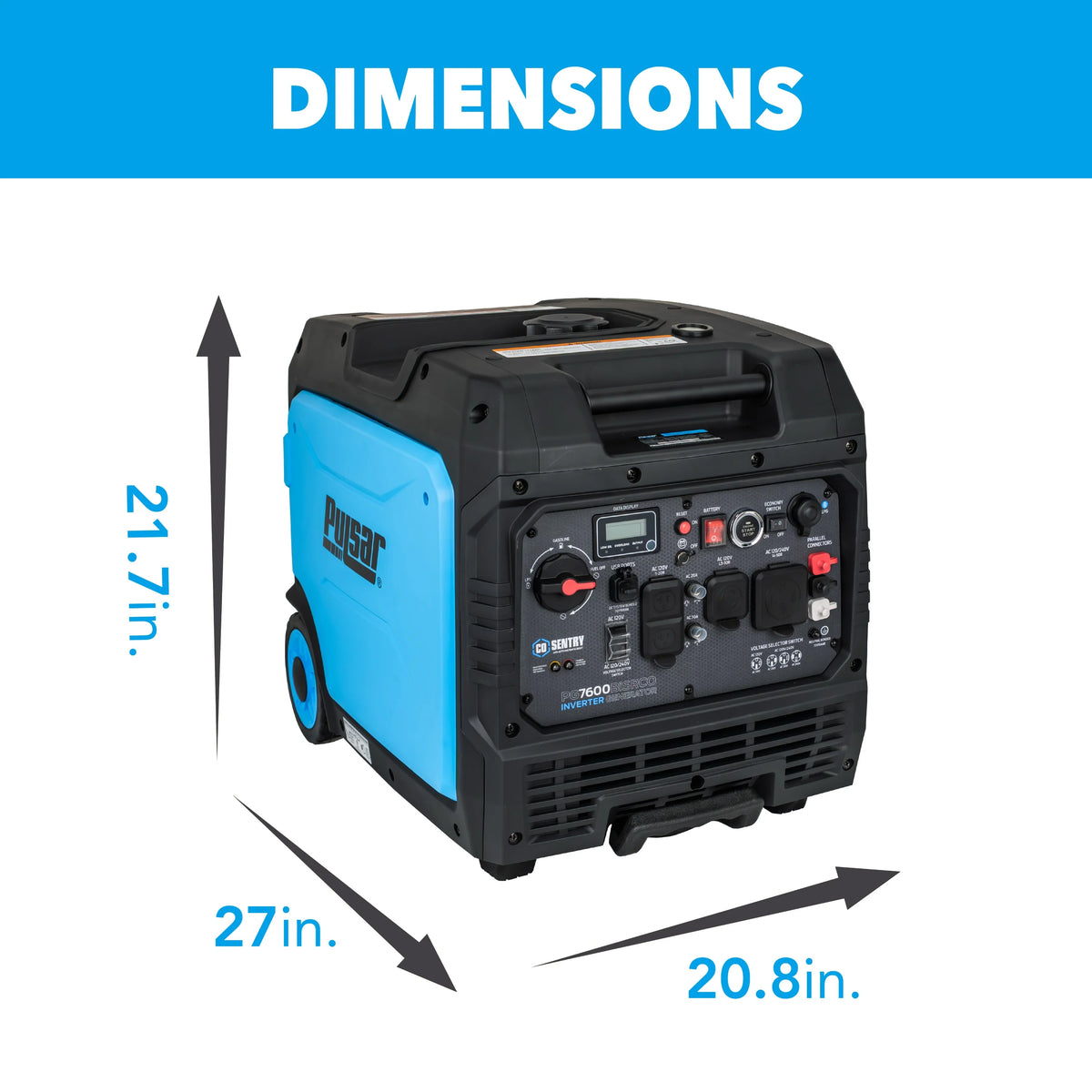 Pulsar 7,600 Watt Dual-Fuel Inverter Generator with CO Sentry
