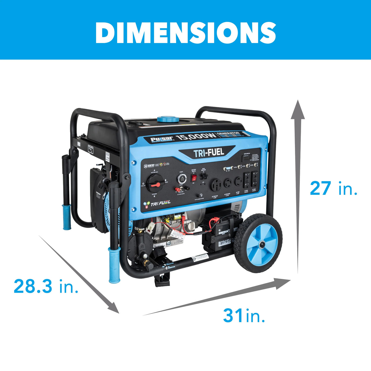 Pulsar 15,000 Watt Tri-Fuel Portable Generator with CO Sentry